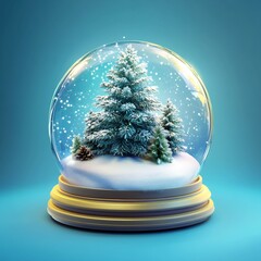 Wall Mural - 3D Icon: Decorative Globe with Snow Scene Illustration Logo