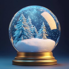 Wall Mural - 3D Icon: Decorative Globe with Snow Scene Illustration Logo