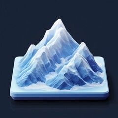 3D Icon: Majestic Mountain Covered in Snow Illustration Logo