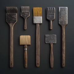 Wall Mural - 3D Icon: Brushes for Applying Stencil Designs Illustration Logo