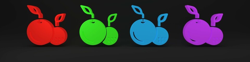 Poster - Colorful Fruit icon isolated on black background. Minimalism concept. 3D render illustration