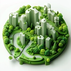 Wall Mural - 3D Icon: Green Space within Urban Areas Illustration Logo