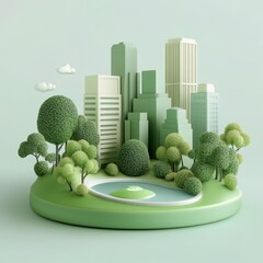 Wall Mural - 3D Icon: Green Space within Urban Areas Illustration Logo