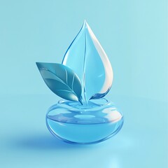 Wall Mural - 3D Icon: Symbol for Saving and Conserving Water Illustration Logo