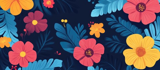 Wall Mural - Vibrant Floral Flat Background Design