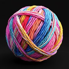 Wall Mural - 3D Icon: Ball of Yarn for Knitting and Crafting Illustration Logo