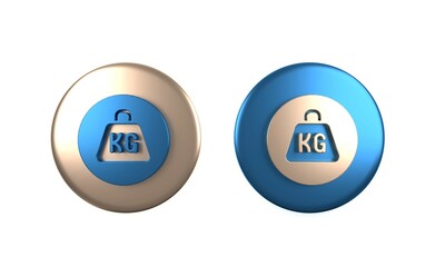 Sticker - Colorful Weight icon isolated on white background. Kilogram weight block for weight lifting and scale. Mass symbol. Circle button. 3D render illustration