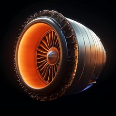 Wall Mural - 3D Icon: Powerful Engine for Aircraft Propulsion Illustration Logo