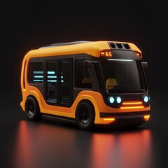 Wall Mural - 3D Icon: Transportation Bus for Airport Transfers Illustration Logo