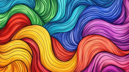 Wall Mural - Multicolored rainbow themed abstract doodle design Vibrant illustration featuring lines in an artistic style suitable for children s coloring books and pages