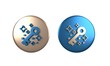 © Kostiantyn - Colorful Old magic key icon isolated on white background. Circle button. 3D render illustration