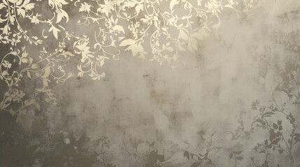 Wall Mural - Abstract grungy grey background featuring a floral pattern