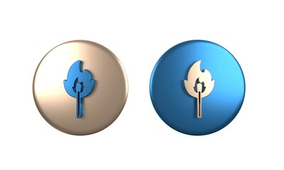 Sticker - Colorful Burning match with fire icon isolated on white background. Match with fire. Matches sign. Circle button. 3D render illustration