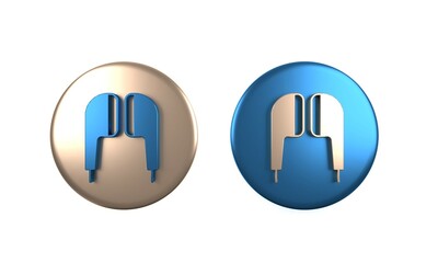 Poster - Colorful Air headphones icon icon isolated on white background. Holder wireless in case earphones garniture electronic gadget. Circle button. 3D render illustration