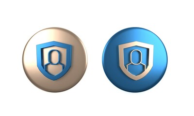 Sticker - Colorful User protection icon isolated on white background. Secure user login, password protected, personal data protection, authentication. Circle button. 3D render illustration