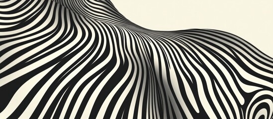 Abstract striped shape with surreal optical illusions Black lines against a white background 2d art representation