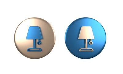 Wall Mural - Colorful Table lamp icon isolated on white background. Night light. Circle button. 3D render illustration