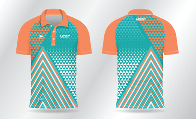 Canvas Print - green turquoise and orange sports shirt jersey design template