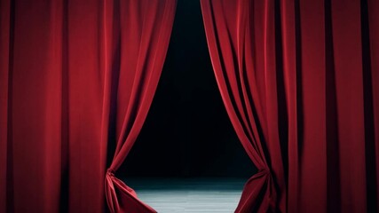 Aufkleber - The dark red velvet curtains drape elegantly in a theater, enhancing the dramatic atmosphere while awaiting the start of a captivating performance.