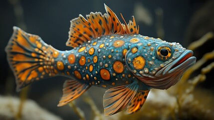 Canvas Print - Colorful Fish with Orange and Blue Scales