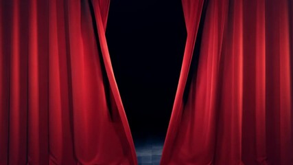 Aufkleber - The luxurious red curtains create an inviting atmosphere as they open in a softly lit auditorium, signaling the beginning of an exciting performance for the audience.