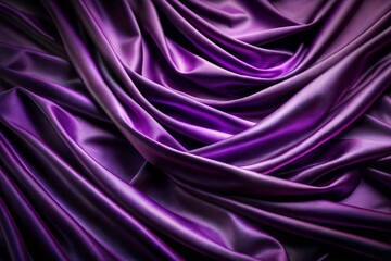 Poster - Close-up of luxurious purple silk fabric with smooth texture