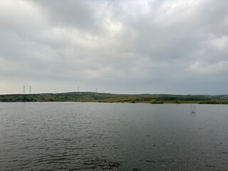 Wild scenery of northern China's countryside, beautiful farmland and reservoirs