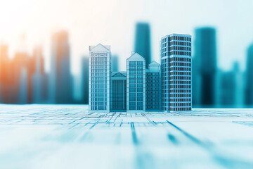 Digital blueprint interface with interactive design elements, symbolizing the evolution of planning and real estate development