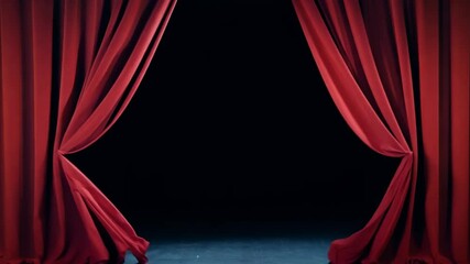 Aufkleber - The vibrant red curtain is drawn back slightly, suggesting an upcoming performance in a theater venue, creating an atmosphere of anticipation and excitement for the audience.