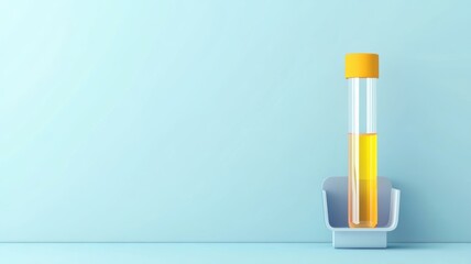 Test tube in holder, on pastel background, flat design illustration