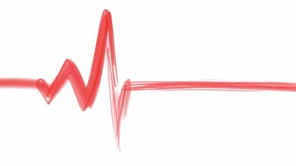 Poster - A vibrant red heartbeat line is depicted with a minimalist approach, symbolizing the rhythm of life and health. The continuous line flows smoothly, capturing the essence of vitality.