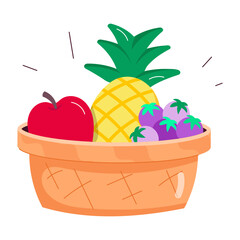 Poster - Comic style sticker of fruit basket 

