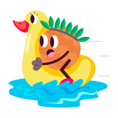 Sticker - Comic style sticker of beach duck with scared emoji 