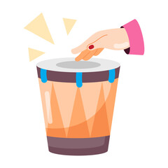 Wall Mural - Comic style sticker of hand drum music 