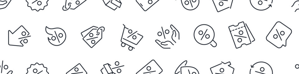 Sale and discount icons seamless pattern isolated on white.
