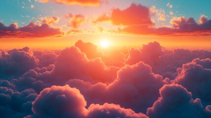 Wall Mural - The sky is filled with clouds and the sun is shining brightly through them