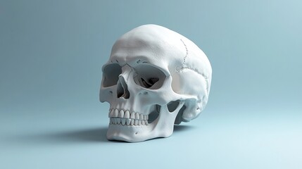 Wall Mural - A white skull is on a blue background