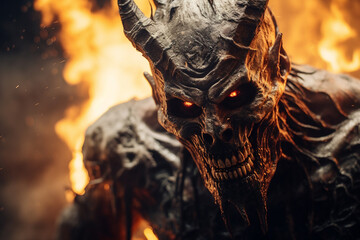 Wall Mural - A creepy spooky devil from hell created with generative AI illustration
