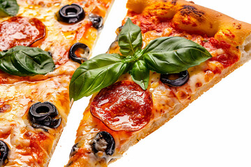 Wall Mural - AI generated image of a tasty pizza traditional dinner isolated on white background