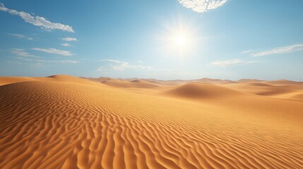 Wall Mural - Vast Golden Desert Under a Clear Sky