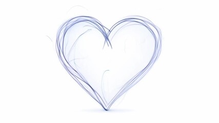 Poster - A soft blue heart shape formed by flowing, wispy lines stands out against a clean white background, conveying a sense of love and tranquility.