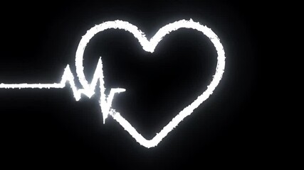 Poster - A heartbeat line transitions into a heart shape against a dark background, symbolizing love, vitality, and connections between emotions and health.