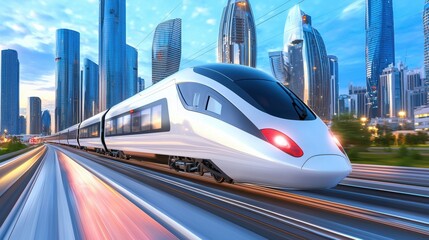 High Speed Train in City