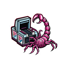 Wall Mural - A retro-style mutant scorpion with a  robotic exoskeleton.