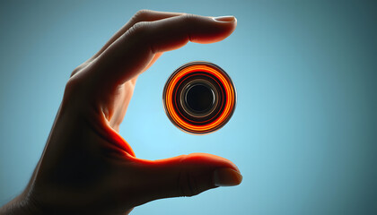 Spinner in male hand, stress relief for people who suffer from anxiety, panic attacks, increase alertness, substitute bad habits such nail biting isolated with white highlights, png