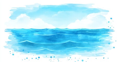 Wall Mural - Abstract watercolor background in blue colors and turquoise sea waves pattern gradient. Perfect for textures, backgrounds, and web banners.