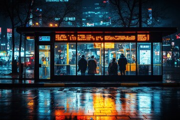 Wall Mural - Night Bus Stop