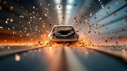 Canvas Print - A car undergoing a crash test, showcasing the importance of safety standards in the automotive industry.