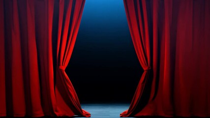 Aufkleber - The rich, red velvet curtains hang in a theater, slightly parted to reveal a mysterious view behind them. The atmosphere suggests anticipation for an upcoming performance.