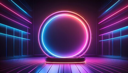 Wall Mural - neon circle. colorful neon 